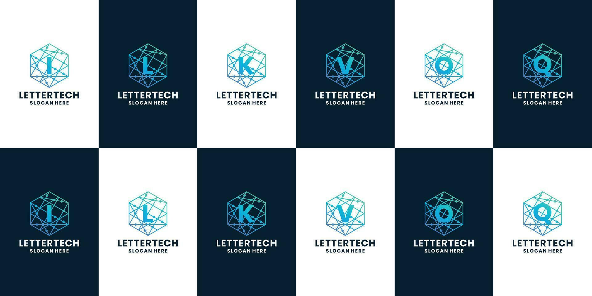 moderne lettre je, je, k, v, o, q logo conception collection avec numérique La technologie concept vecteur