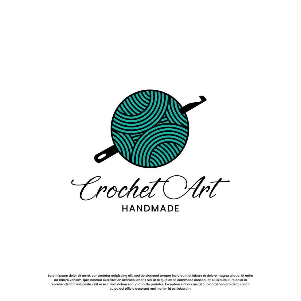 Fait main crochet et tricot logo conception. pour affaires auteurs de artisanat des produits. vecteur