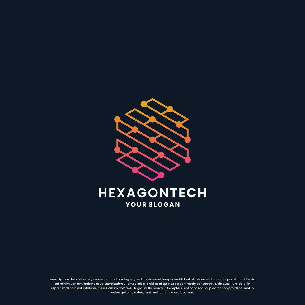 abstrait logo pour technologie. hexagone forme et lien circuit concept vecteur