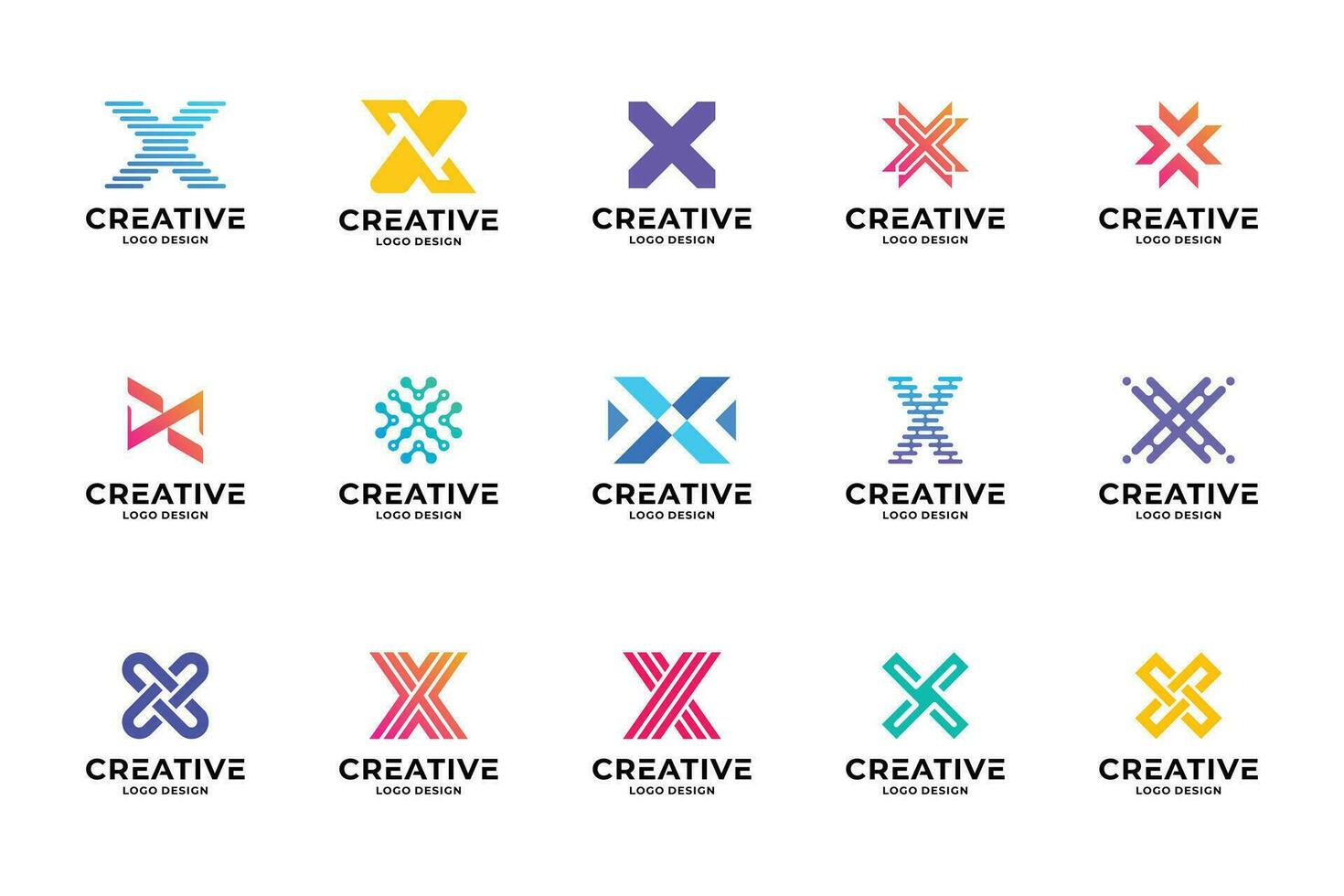 ensemble de initiale lettre X logo conception inspiration. Créatif lettre X logotype collectes. vecteur