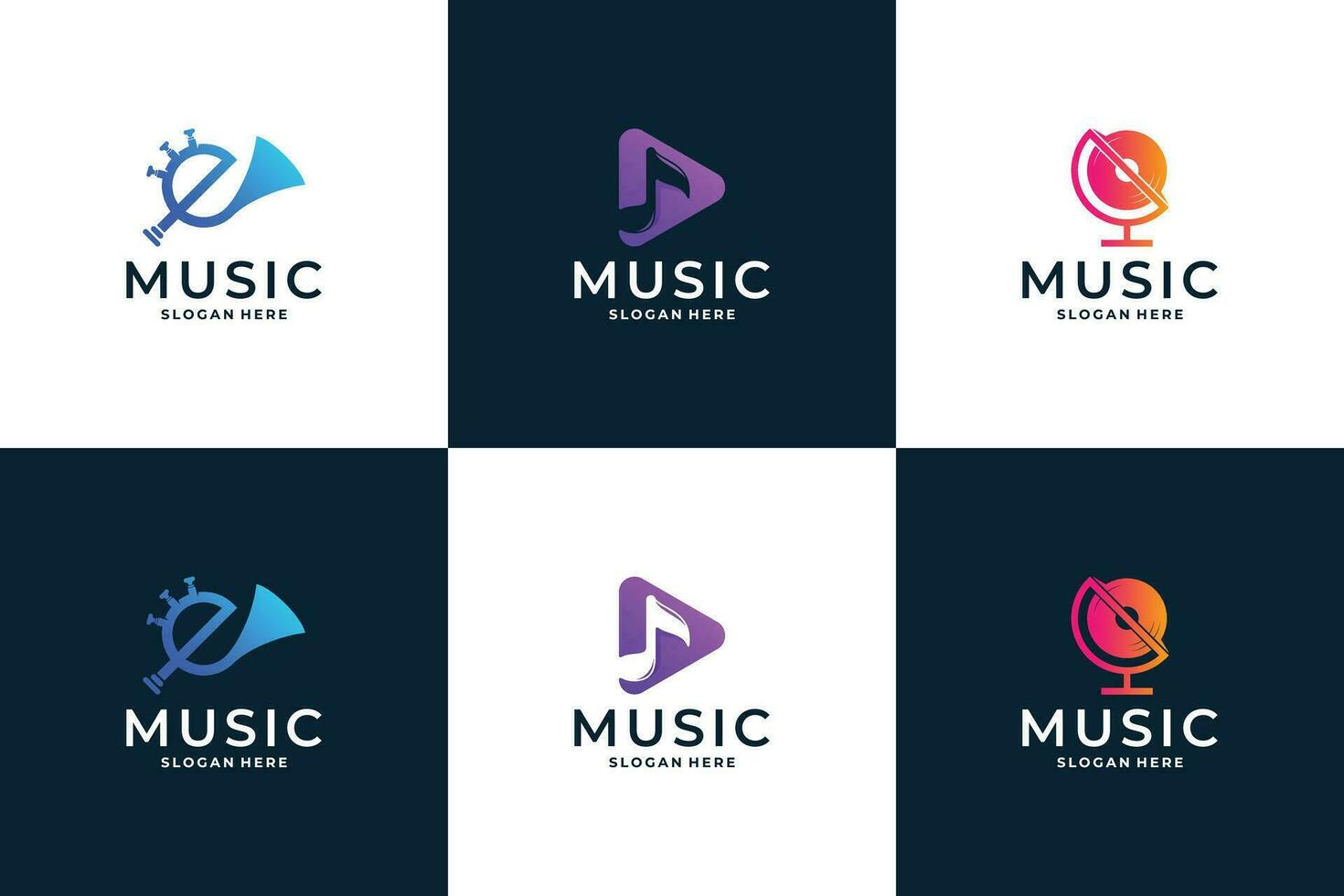 ensemble de la musique logo conception inspiration, icône musique, symbole la musique modèle. vecteur