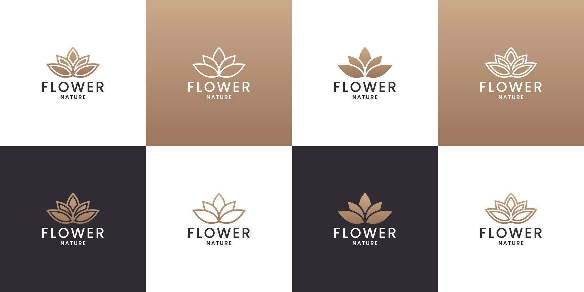 luxe fleur logo conception avec d'or Couleur vecteur