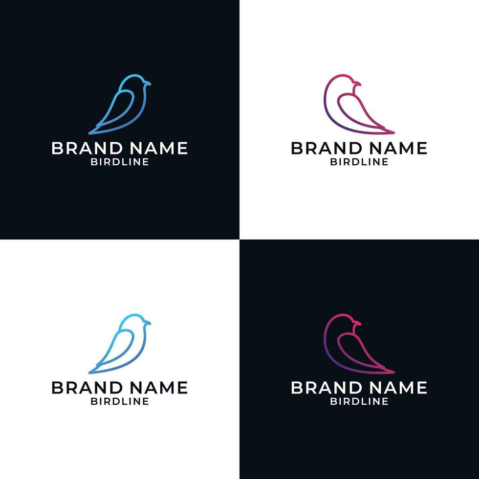 ensemble Créatif idée oiseau ligne art logo conception vecteur pour votre entreprise
