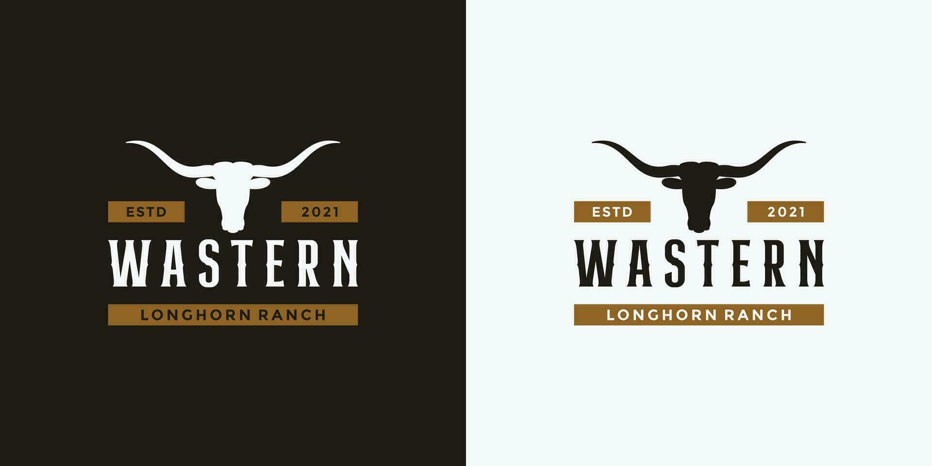 longhorn buffle, vache, taureau logo conception ancien pour votre affaires ranch vecteur