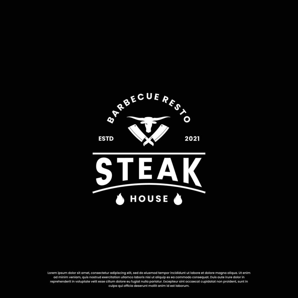 steak loger, du boeuf steak logo conception ancien pour restaurant affaires vecteur