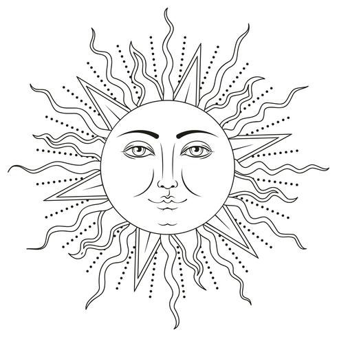 Soleil avec symbole de visage humain. Illustration vectorielle vecteur