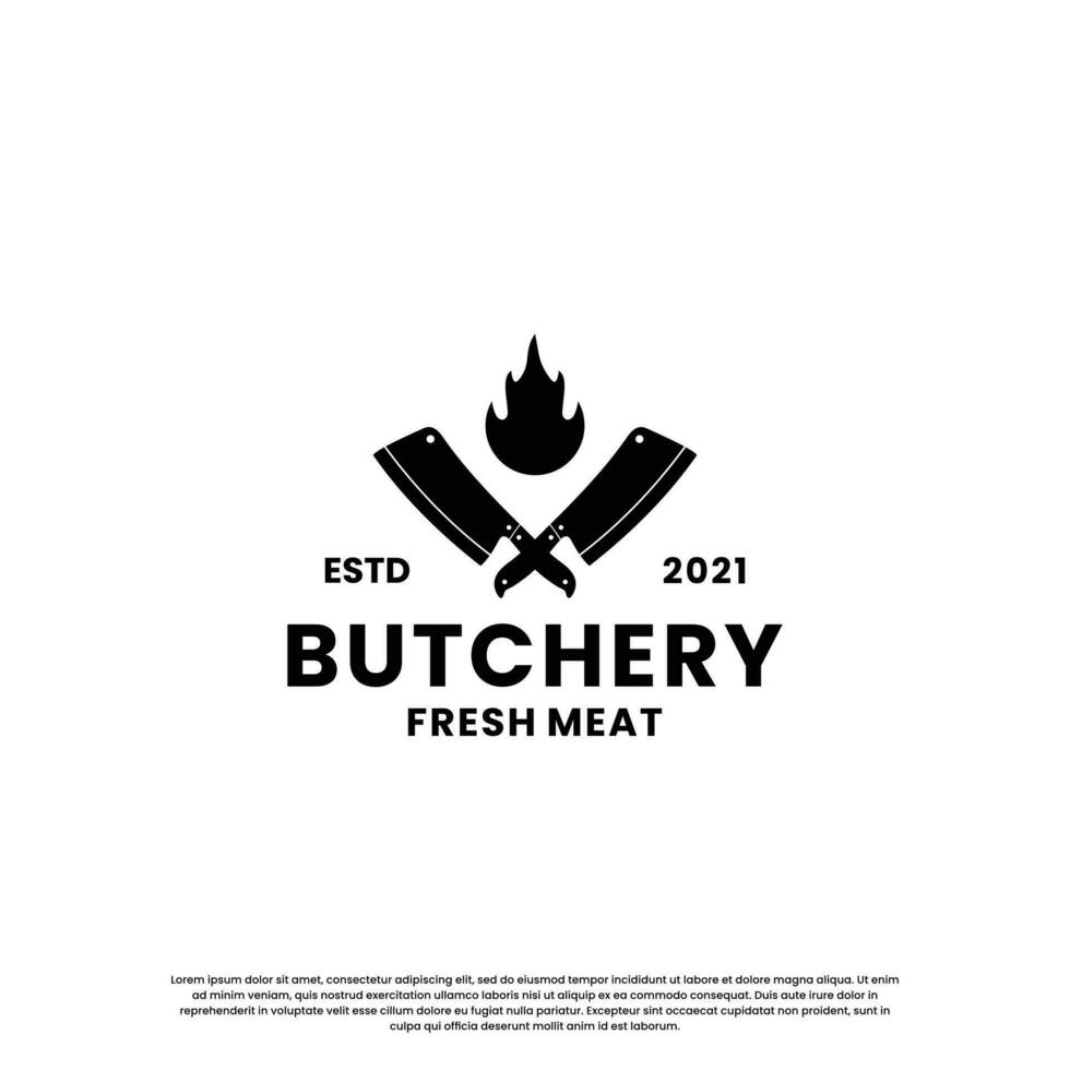 boucherie logo conception. Boucher Viande logo ancien vecteur