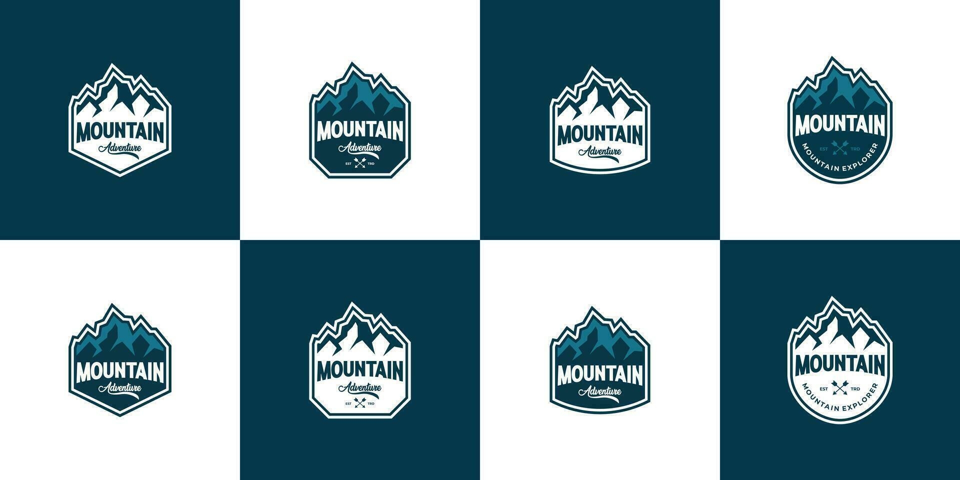 ensemble de Montagne Voyage emblème, Montagne exploration badge logo conception. vecteur