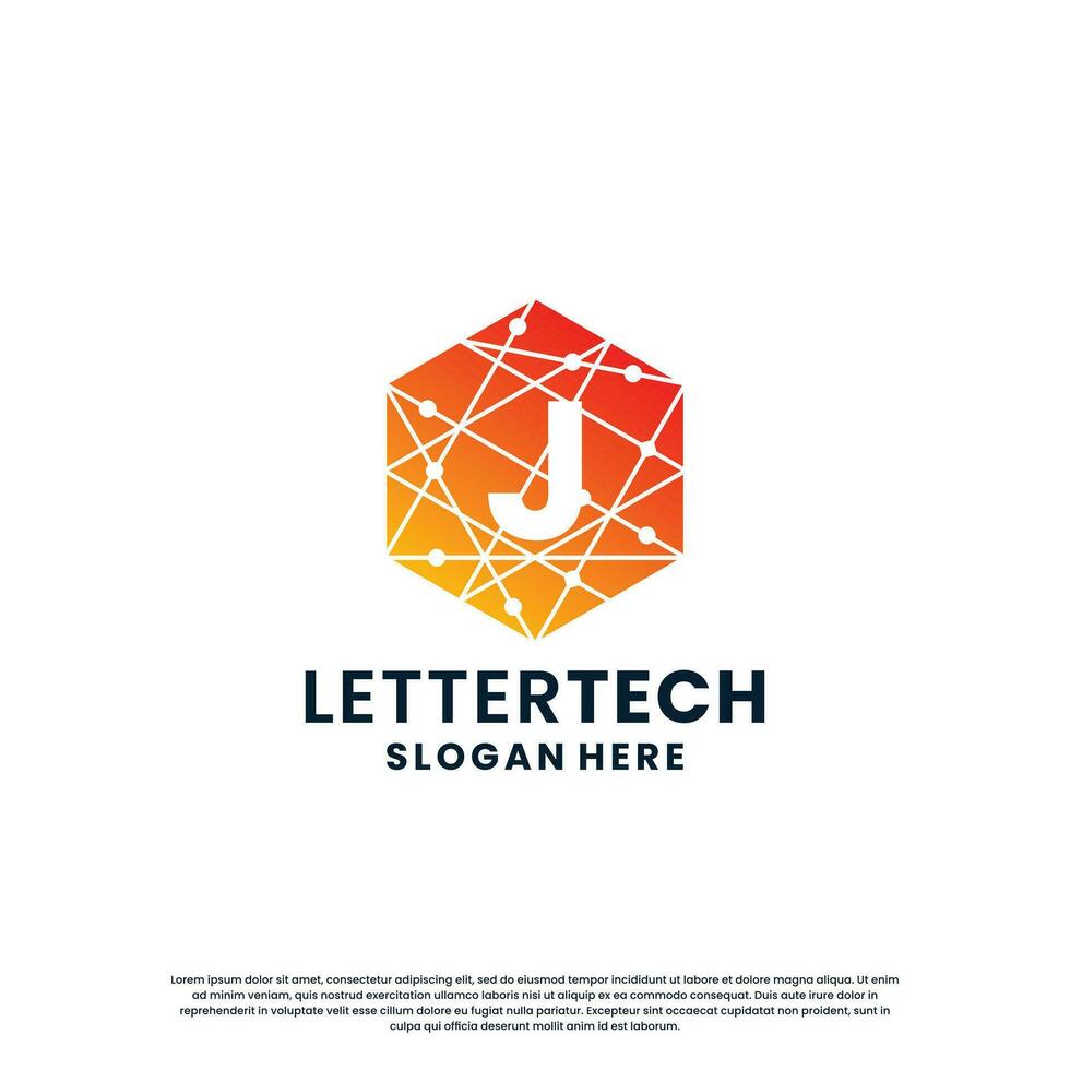 moderne lettre j La technologie logo conception avec pente Couleur vecteur