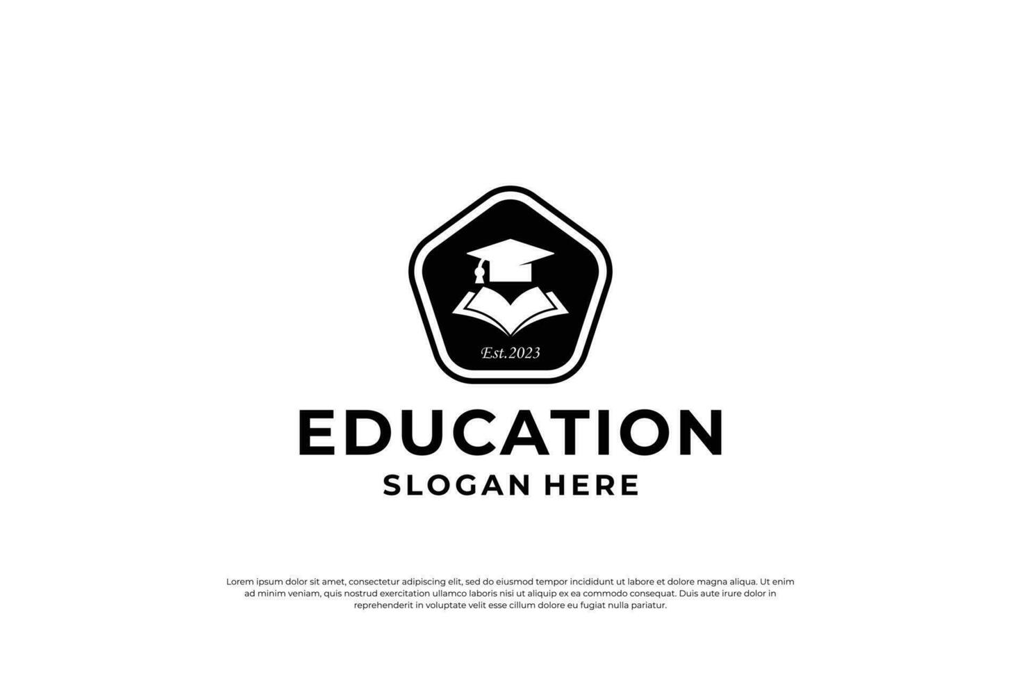 éducation logo conception. emblème Pentagone symbole vecteur