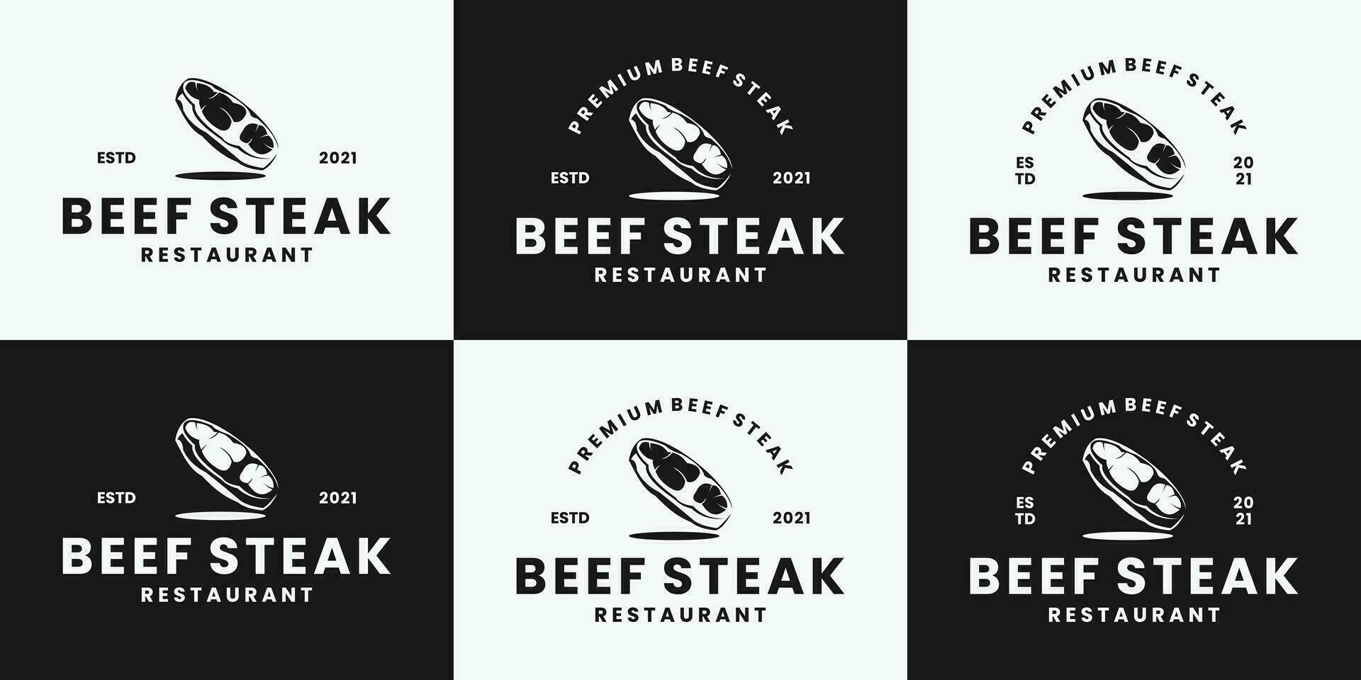 Créatif paquet Frais du boeuf steak logo conception rétro style. vecteur