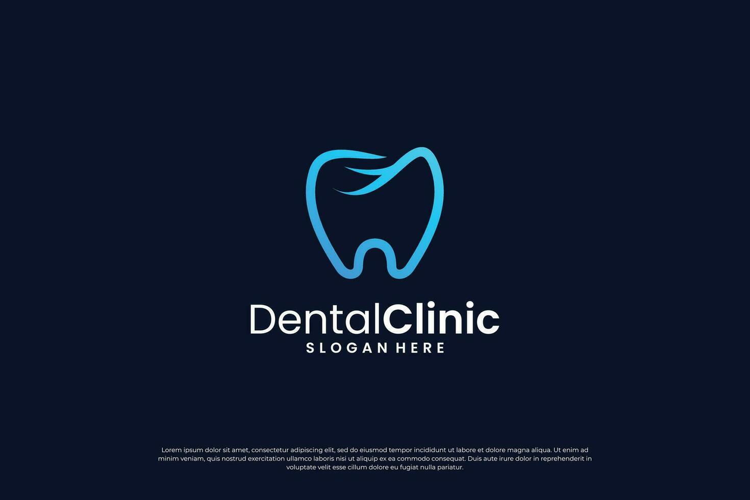 Créatif dentaire clinique logo conception avec dent forme et pente couleur. vecteur