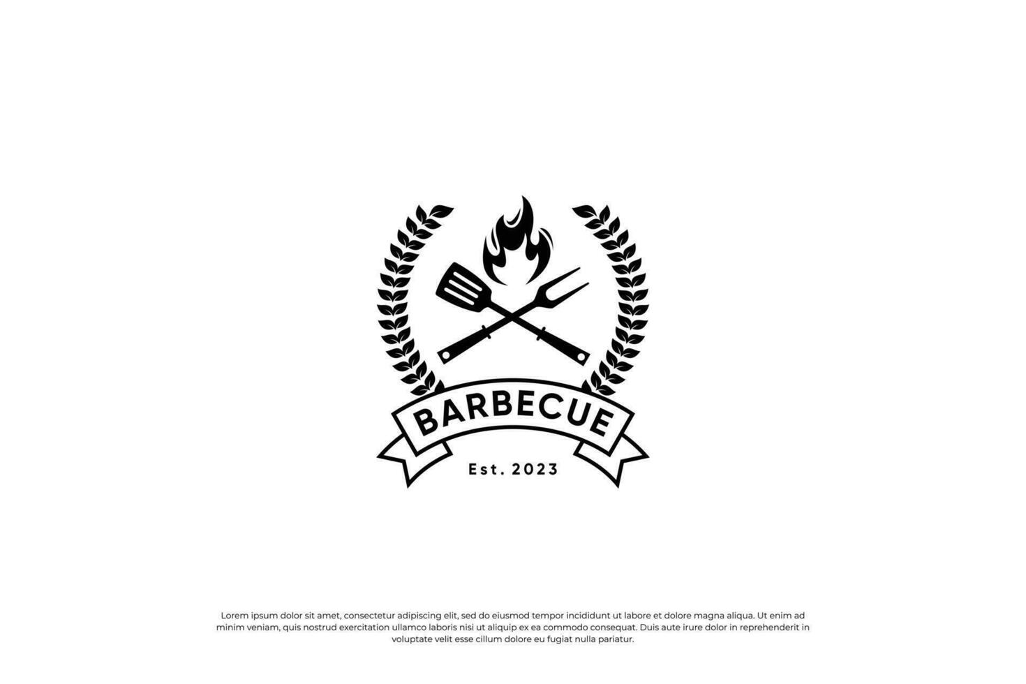 barbecue, steak maison restaurant logo conception. ancien emblème, étiqueter, badge modèle. vecteur
