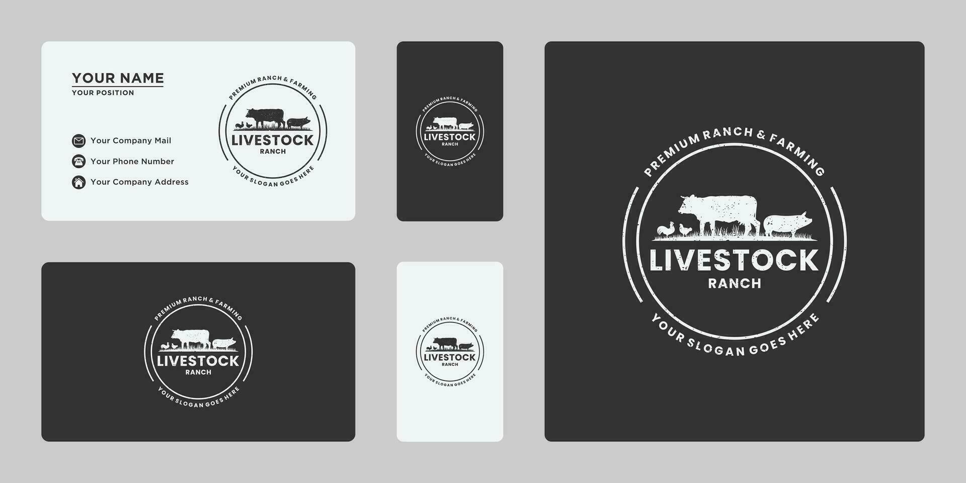 badge bétail logo conception ancien pour ranch vecteur
