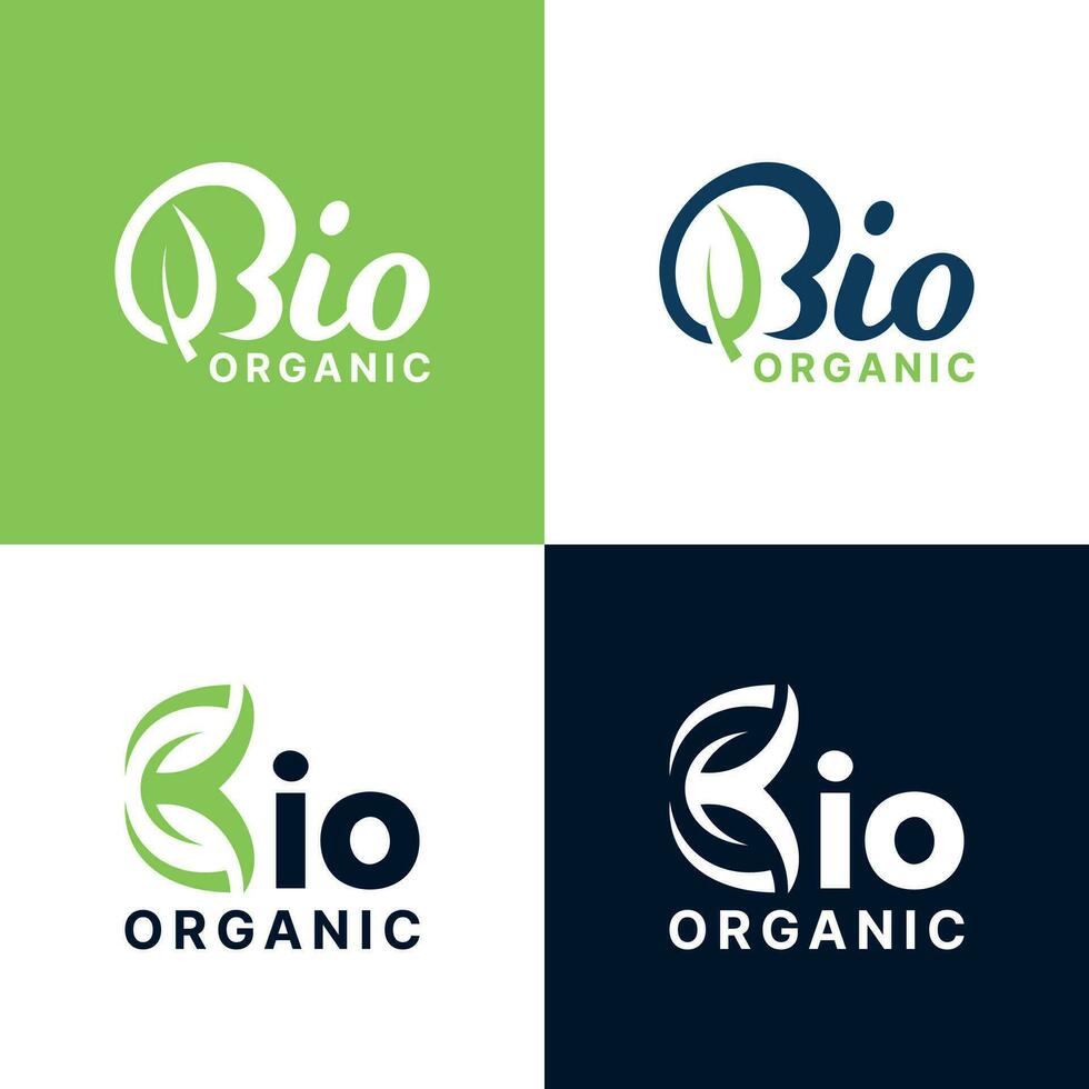 bio logo conception feuille concept biologique texte marquer, mot marque concept pour biologique et feuille Naturel vecteur