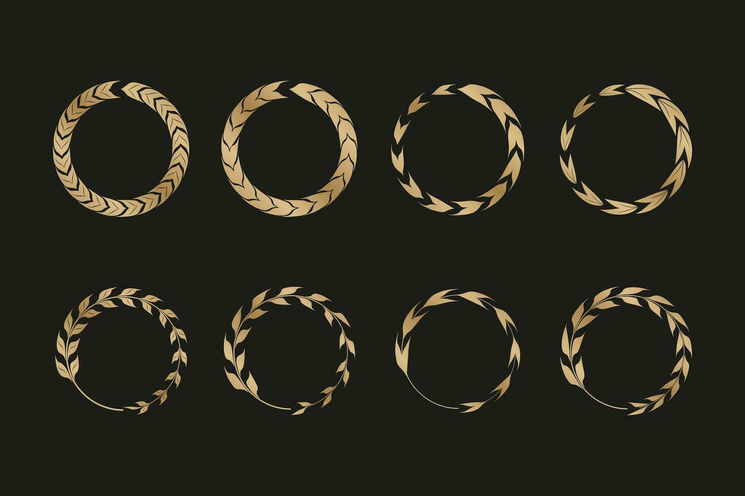 ensemble de cercle forme laurier couronne logo conception collection. vecteur