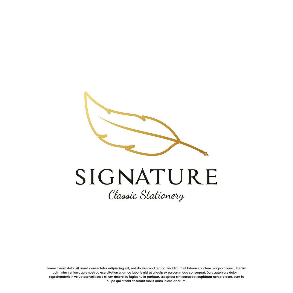 plume Signature stylo logo conception modèle vecteur