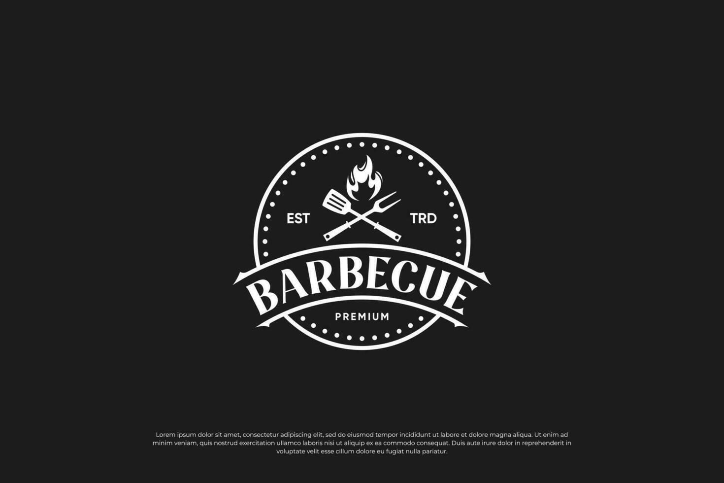 barbecue, steak maison restaurant logo conception. ancien emblème, étiqueter, badge modèle. vecteur