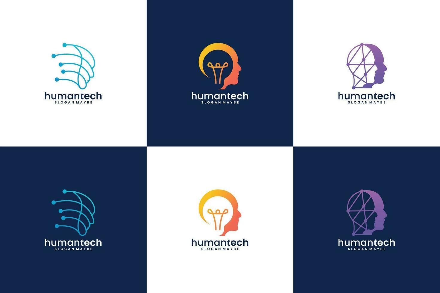 ensemble de artificiel intelligence logo conception. numérique Humain logo concept. vecteur