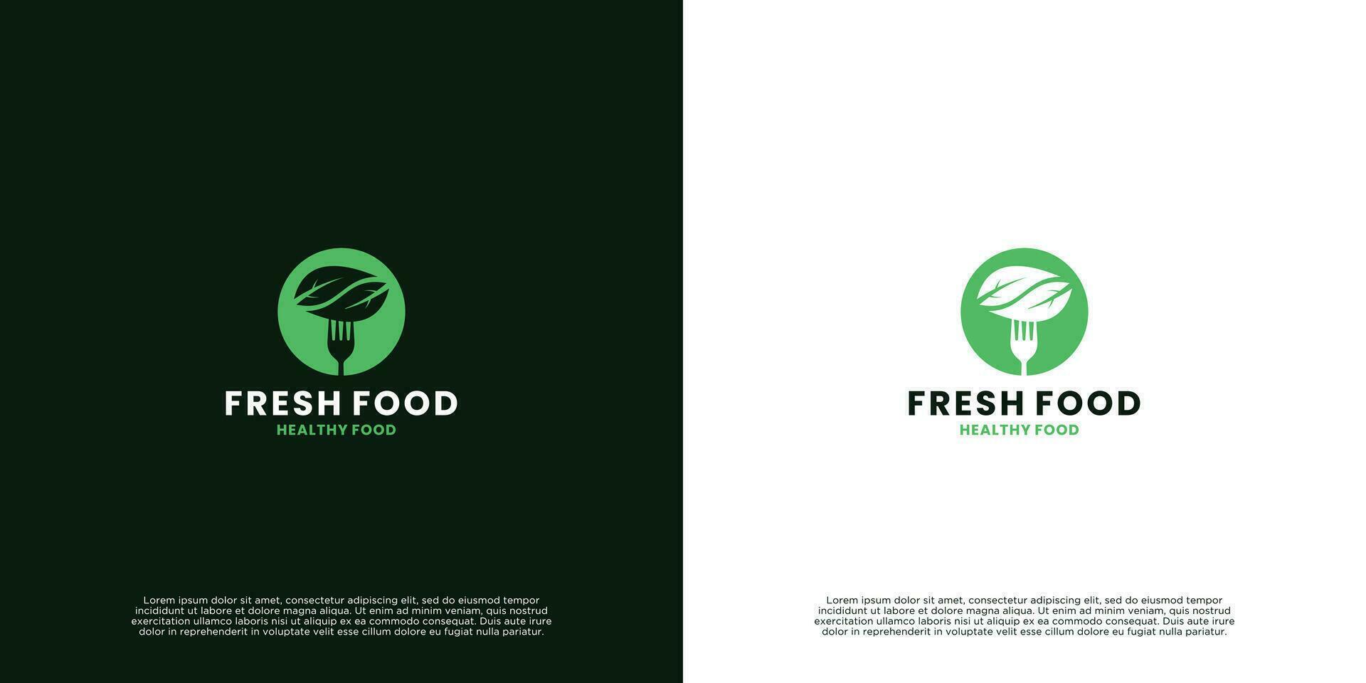 Frais nourriture logo, en bonne santé nourriture logo conception pour restaurant vecteur