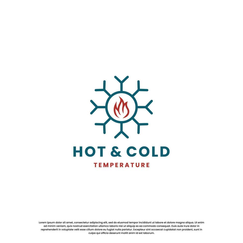 chaud et du froid logo conception pour température. neige et flamme icône combinaison vecteur