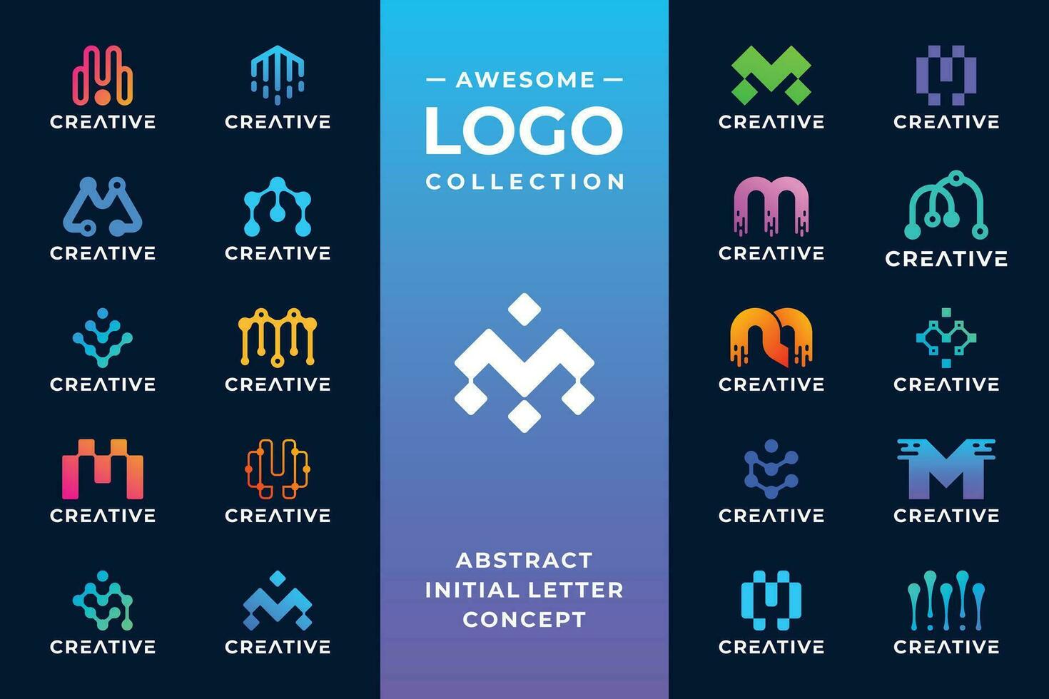 initiale lettre m logo conception avec numérique La technologie concept. vecteur