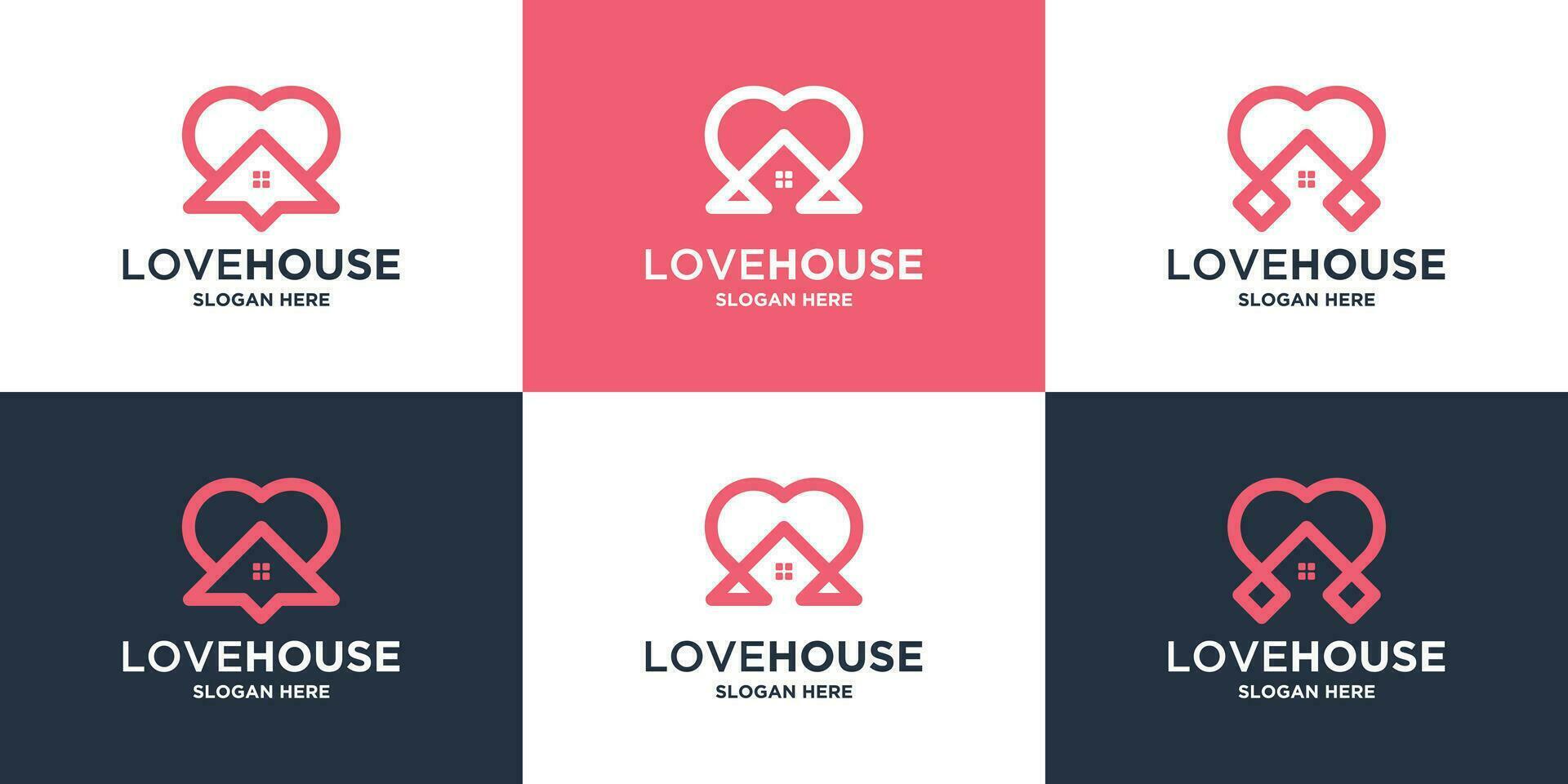 l'amour maison logo conception collection. Créatif l'amour avec maison combinaison logo vecteur