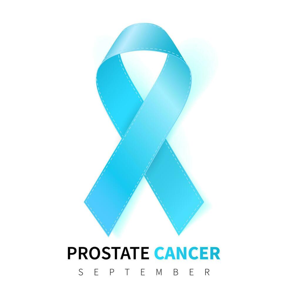 prostate cancer conscience mois. réaliste lumière bleu ruban symbole. médical conception. vecteur illustration