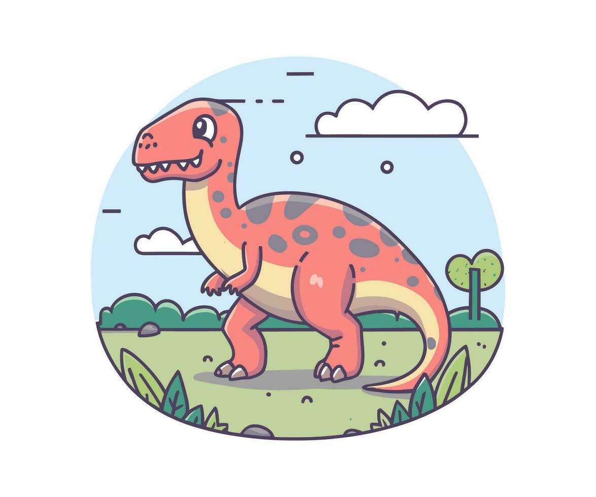 vecteur mignonne dinosaure illustration, dessin animé plat isolé