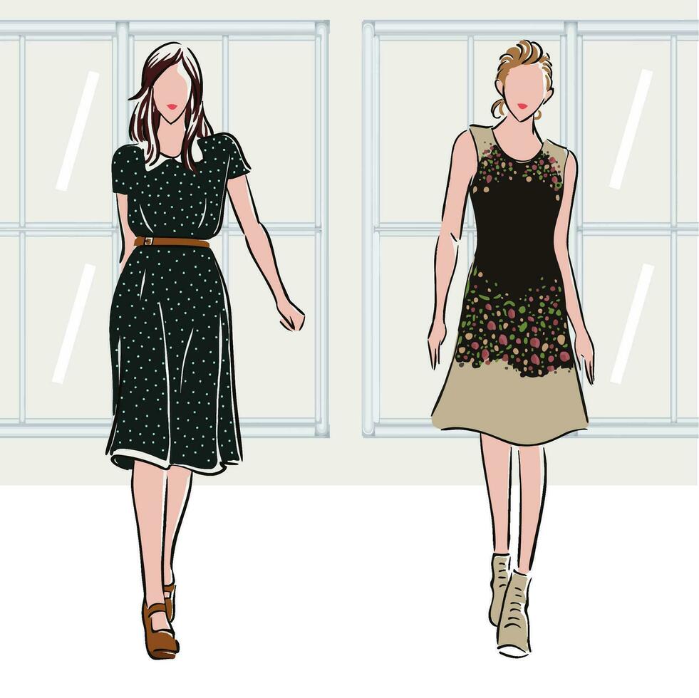 illustration de aux femmes Vêtements des modèles vecteur