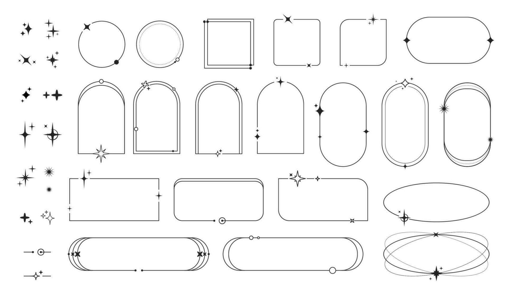 minimal ligne cadres avec étoile scintille ou scintille vecteur