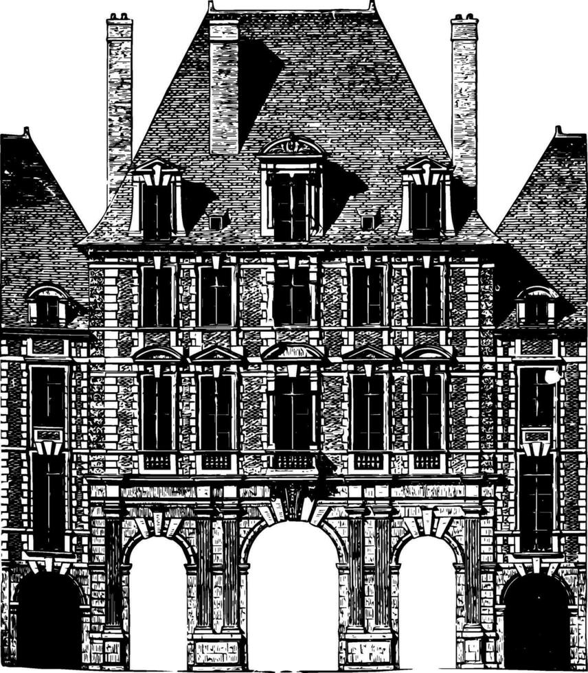 Paris Royal palais façade officiellement le grandiose persienne ancien gravure. vecteur