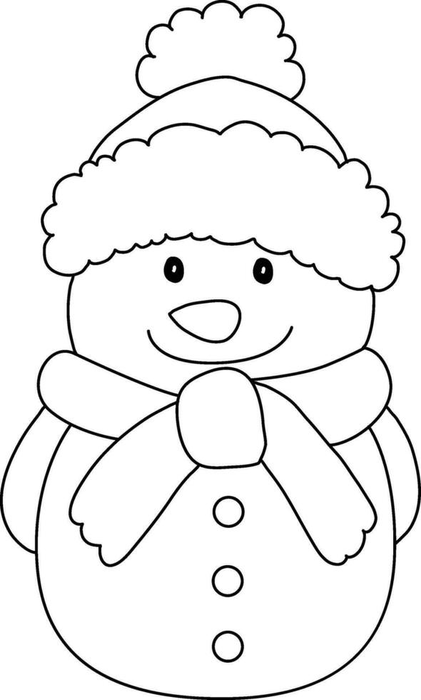 bonhomme de neige dessin animé tiré avec Facile lignes. le bonhomme de neige a branche bras, porte une chapeau, et est orné pour Noël avec une de bonne humeur bonhomme de neige dessin animé ayant amusement sur Noël journée. vecteur