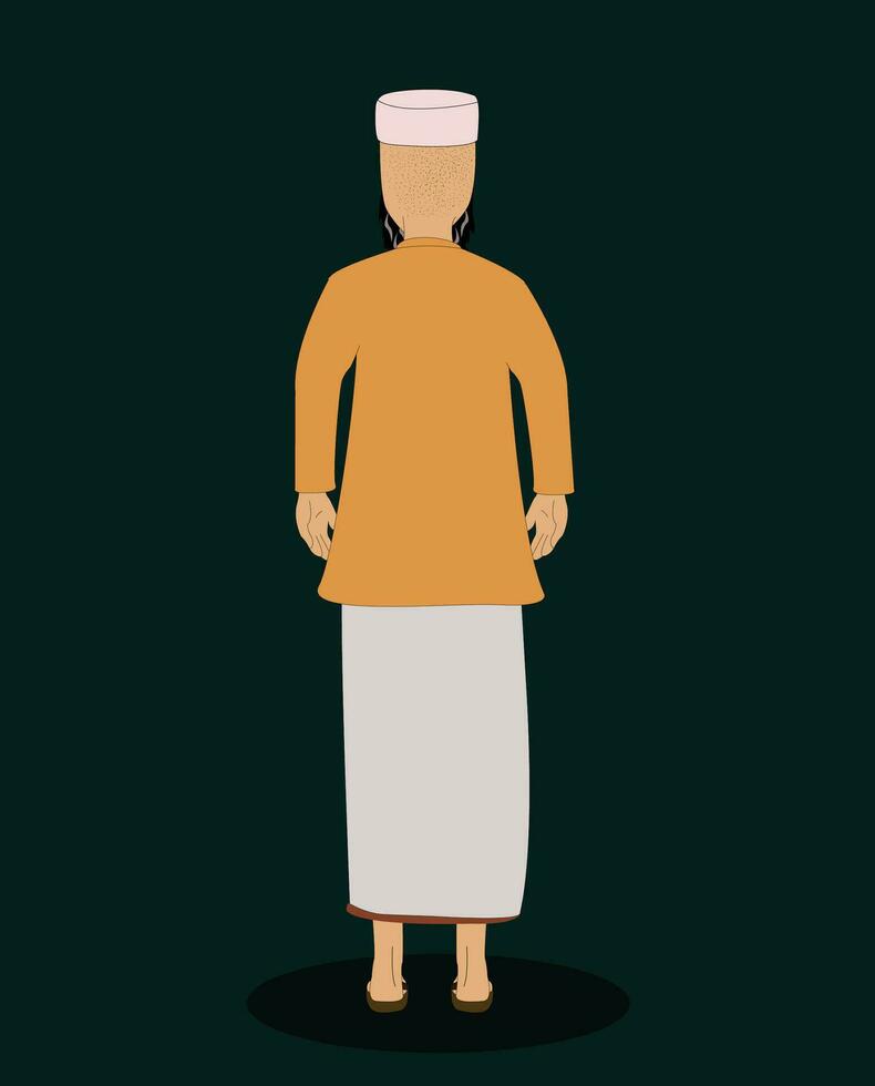 musulman Hommes retour vue dessin animé personnage pour animation vecteur