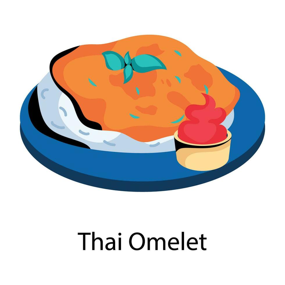 branché thaïlandais omelette vecteur