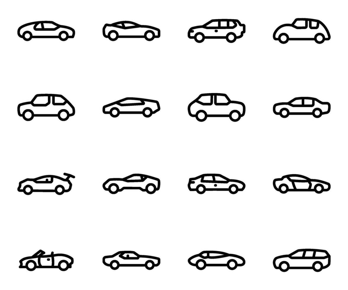 pack de automobiles et voitures Icônes vecteur