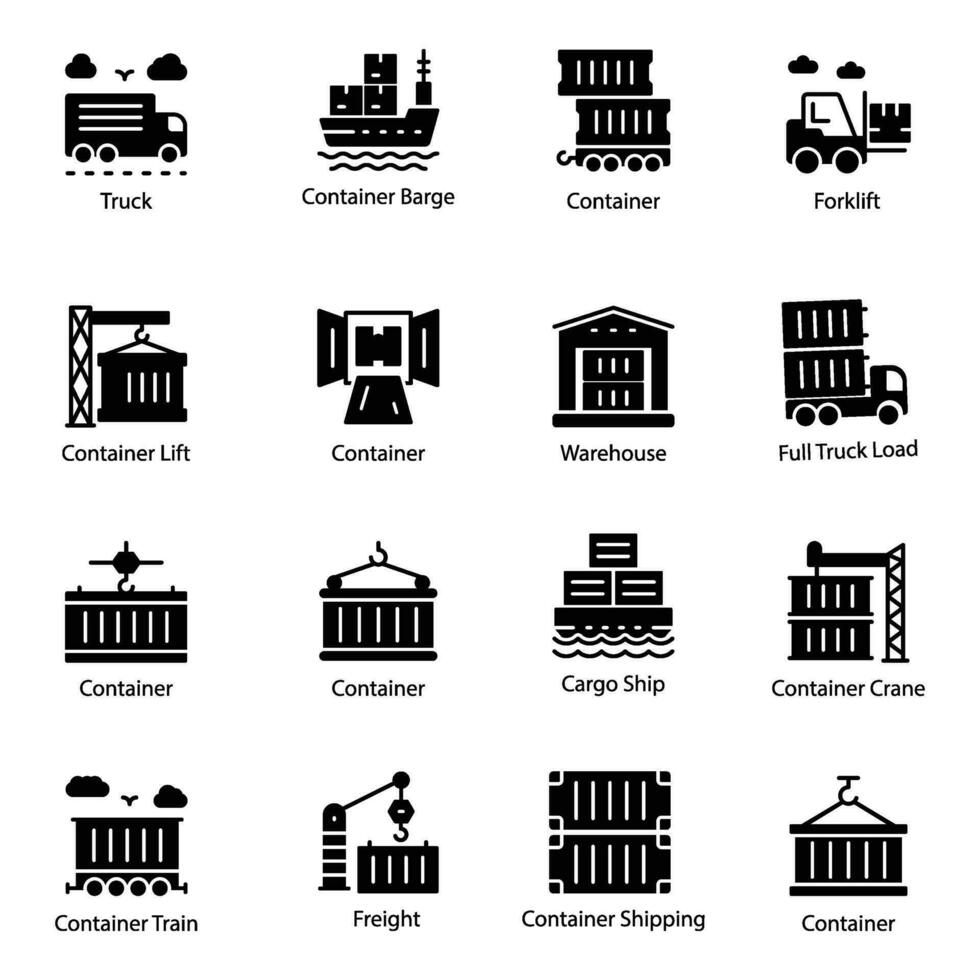 logistique Commerce glyphe vecteur Icônes