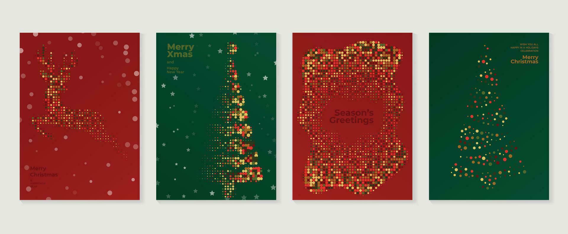 joyeux Noël concept affiche ensemble. mignonne pente holographique Contexte vecteur avec vibrant couleur, Noël arbre, renne. art branché fond d'écran conception pour social médias, carte, bannière, prospectus.