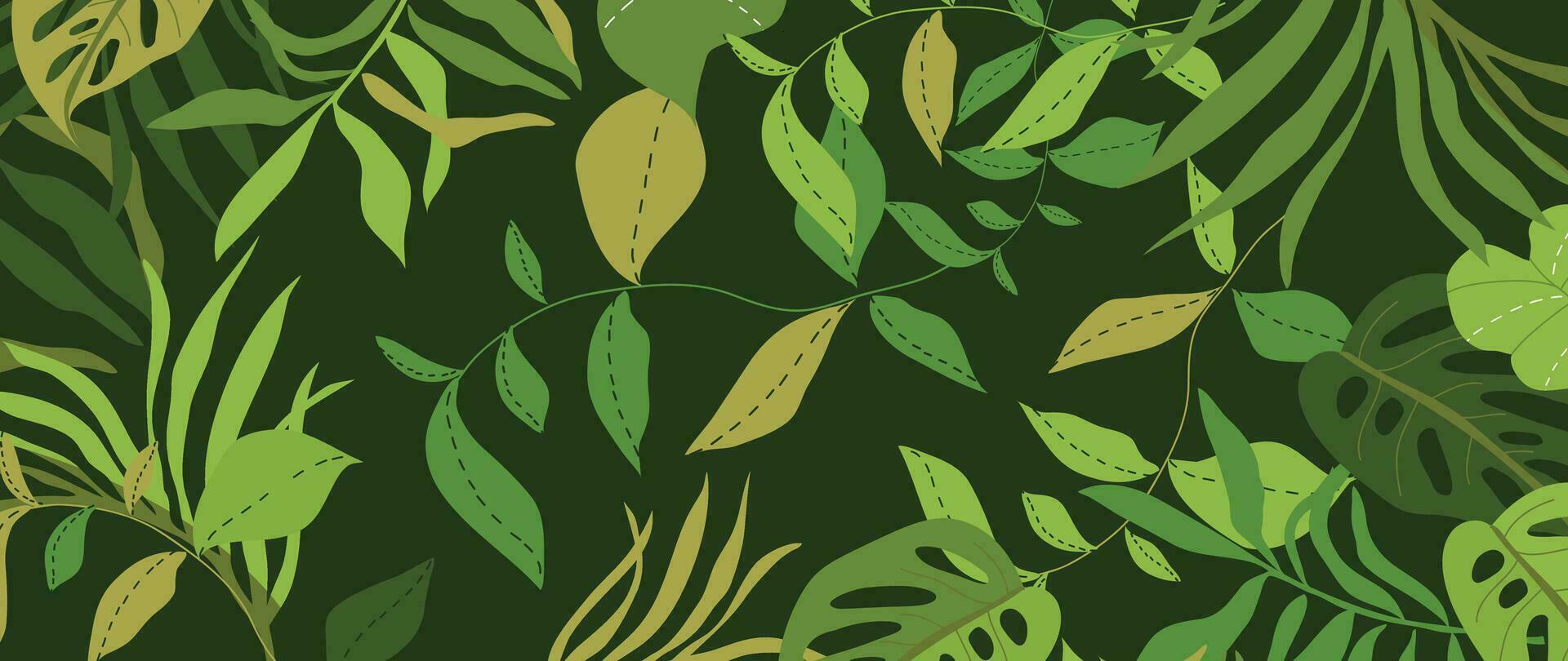 abstrait feuillage botanique Contexte vecteur. vert aquarelle fond d'écran de tropical végétaux, feuilles, feuille branches. feuillage conception pour bannière, impressions, décor, mur art, décoration, tissu. vecteur