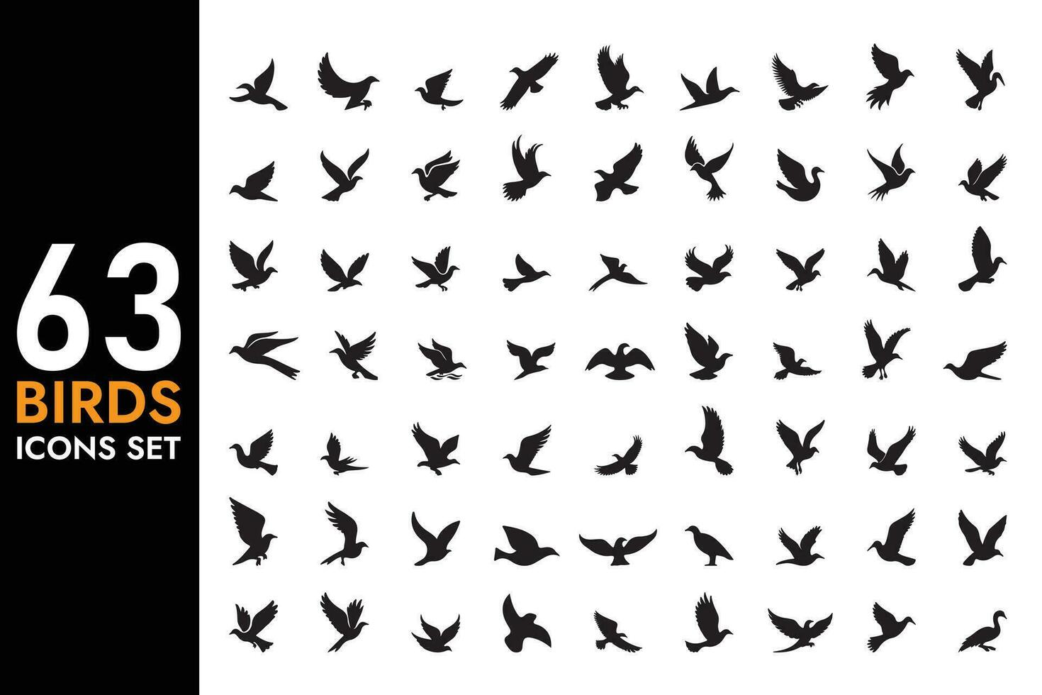 63 populaire vecteur des oiseaux Icônes ensemble