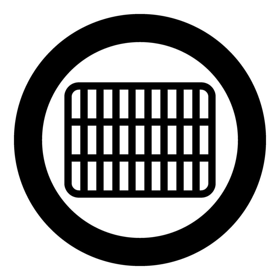 grille grille treillis treillis net engrener un barbecue gril grillage surface rectangle forme rondeur icône dans cercle rond noir Couleur vecteur illustration image solide contour style