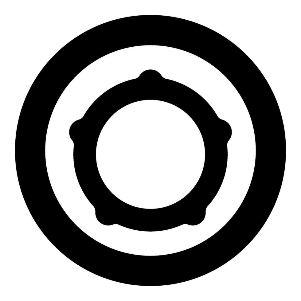 Viande broyeur hachoir écrou vis femelle vis cliquet Arrêtez loquet titulaire icône dans cercle rond noir Couleur vecteur illustration image solide contour style