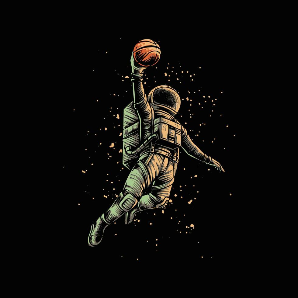 basketball coup astronaute vecteur illustration