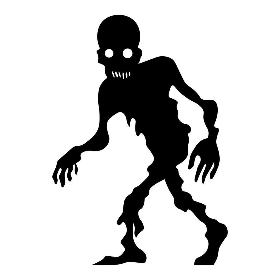 zombi noir vecteur icône isolé sur blanc Contexte