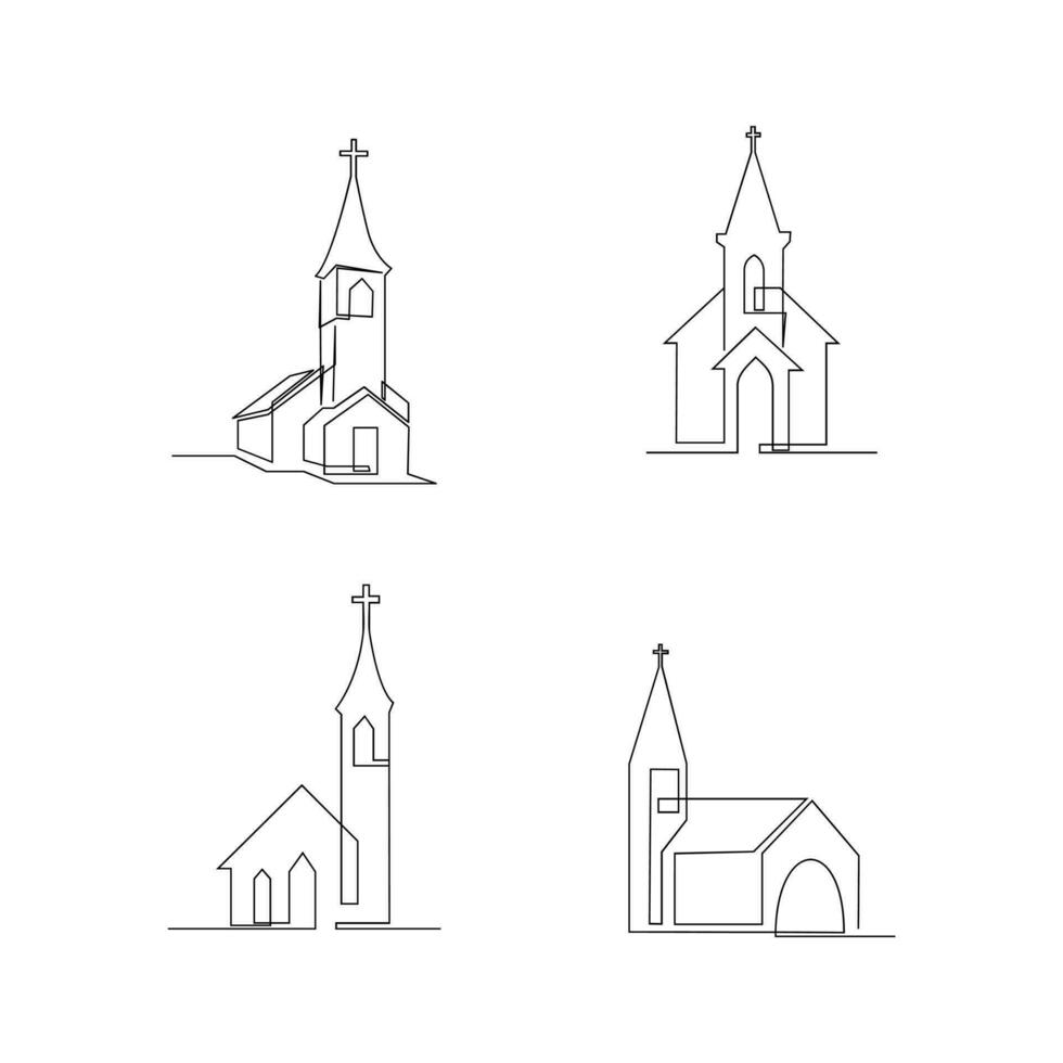 église Célibataire continu ligne illustration vecteur