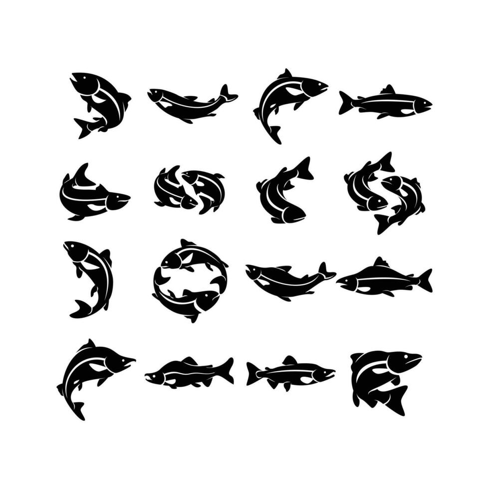 Saumon poisson silhouette logo icône conception illustration vecteur