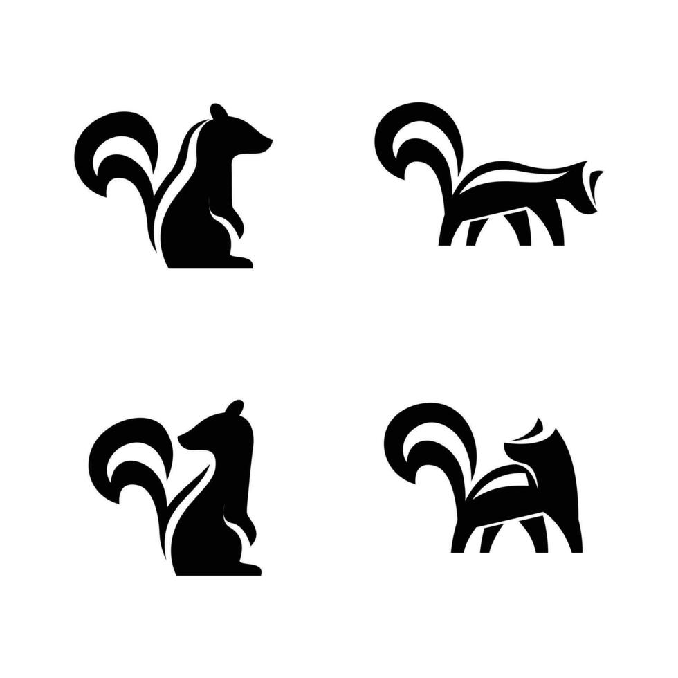 moufette noir blanc silhouette logo icône conception illustration vecteur