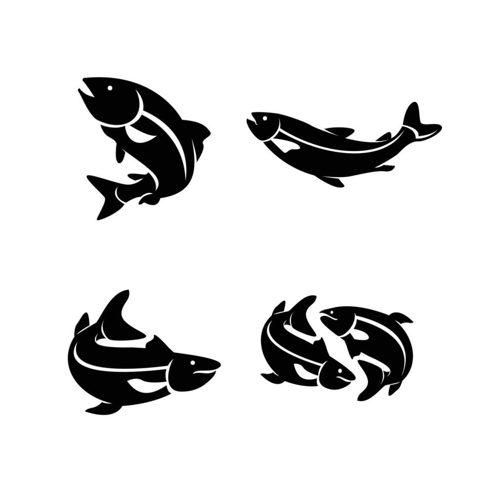 Saumon poisson silhouette logo icône conception illustration vecteur