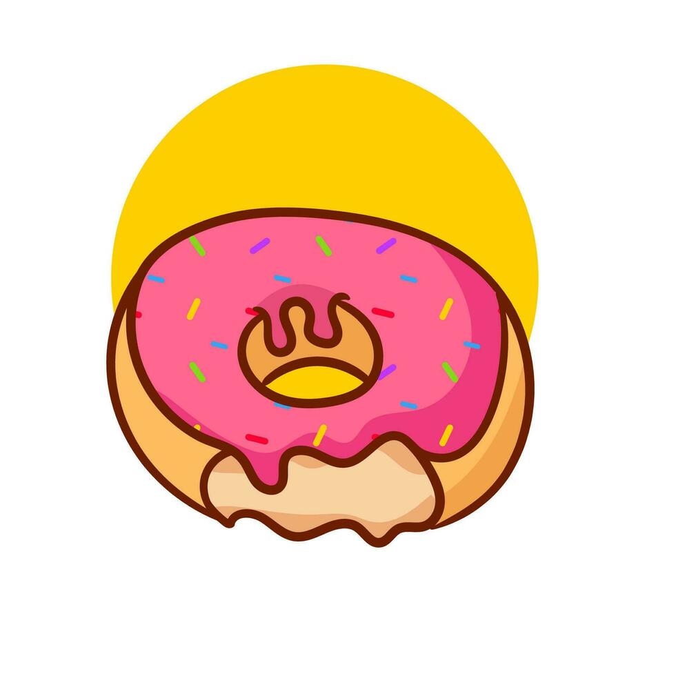 Donut dessin animé plat style. vite nourriture concept conception. isolé blanc Contexte. vecteur art illustration.