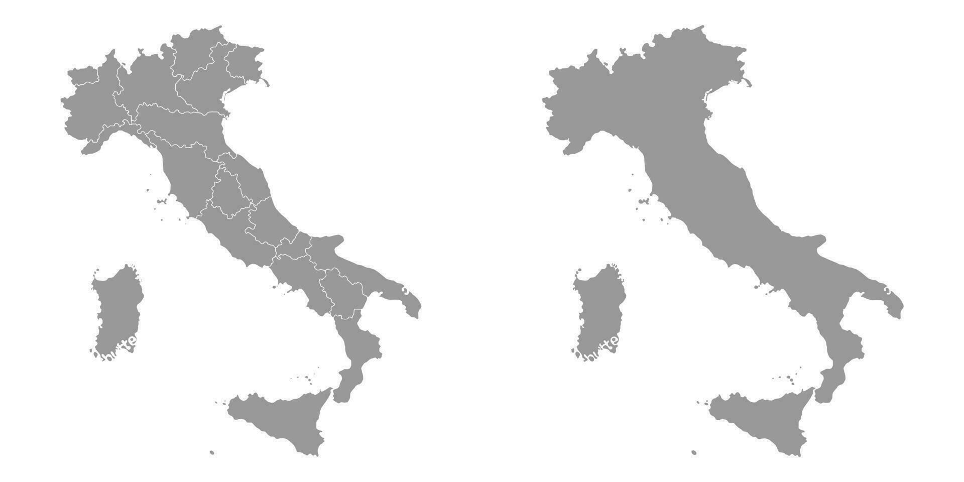 Italie gris carte avec Région les frontières. vecteur illustration.